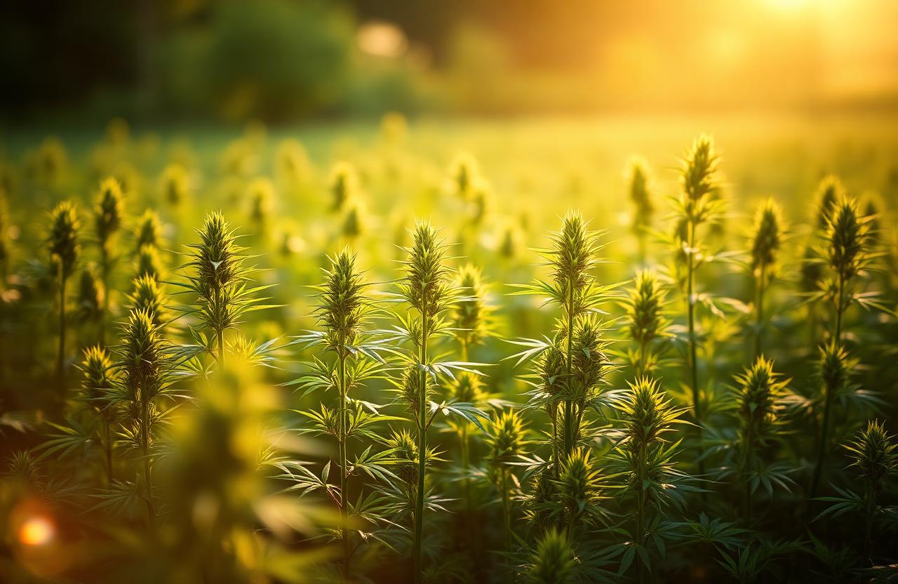 Organic hemp farm at sunrise where Farm Health Organics sources its full spectrum extract